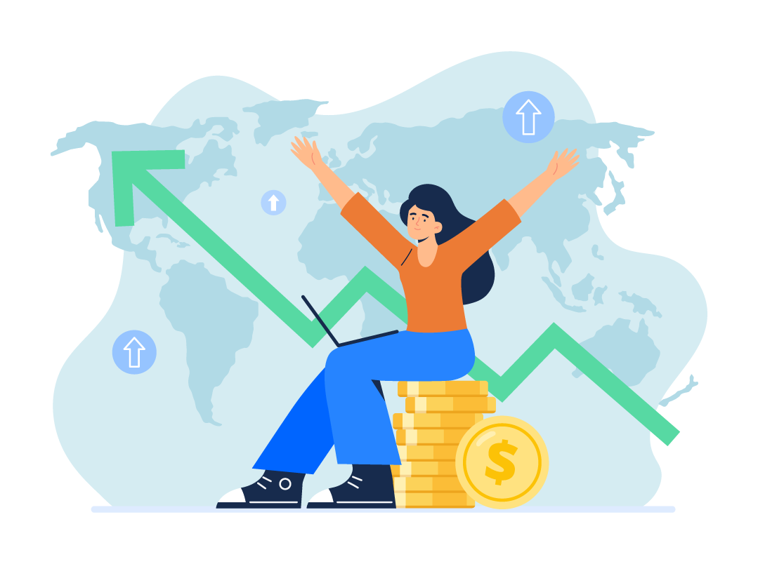 woman-on-coin-pile-cartoon-RocketChip-increasing-performance-with-a-performance-chip