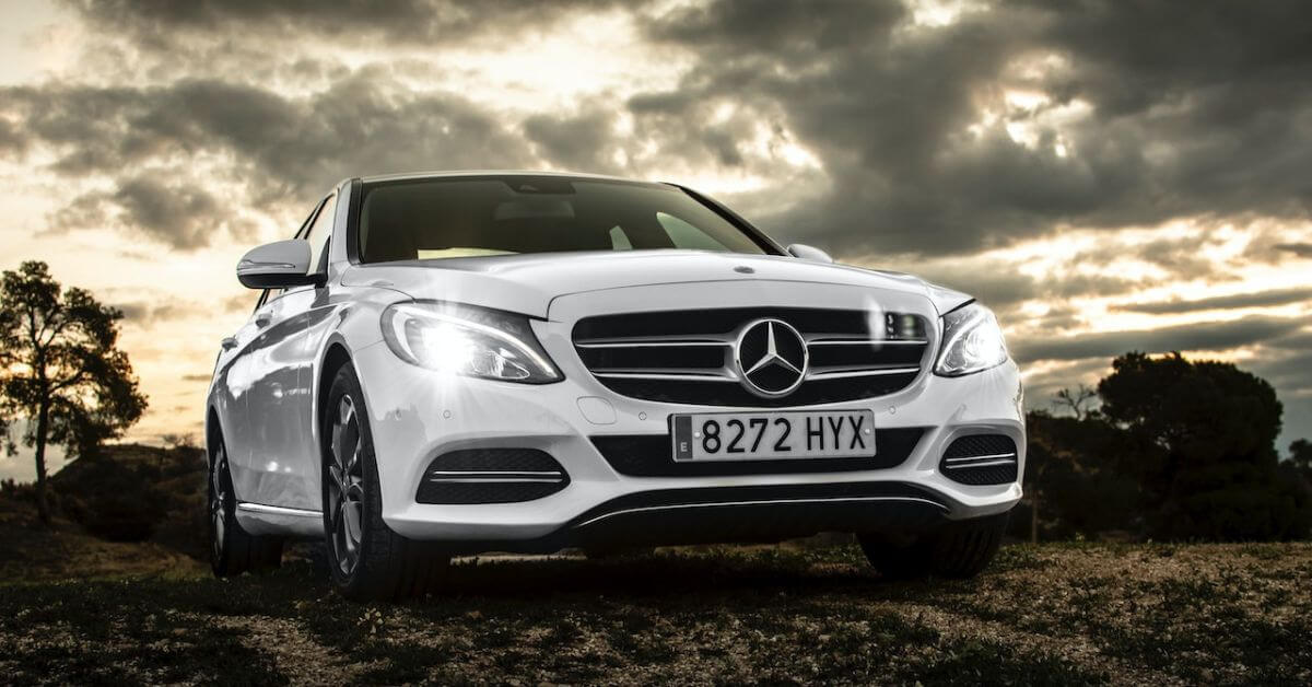 front bumper of a white Mercedes car - rocket chip ECU tuning chip