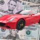 cash money background with bright red sports car - rocket chip performance chip