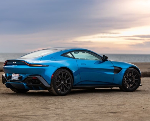 blue sports car in a desert - rocket chip plug in performance chips