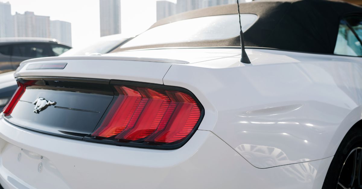 White Ford Mustang back lights - rocket chip Ford performance chip