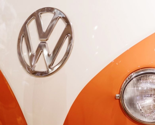 close up of vintage VW emblem on a van - rocket chip Volkswagen Performance Chips