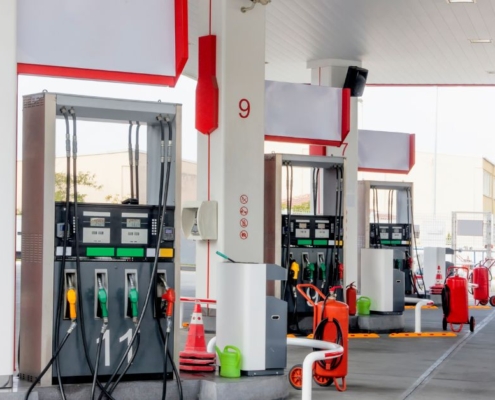 gas station with gas pumps - rocket chip winter mpg