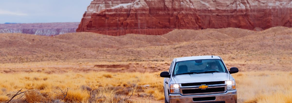 Chevy truck driving through the desert - rocket chip AFM Disabler