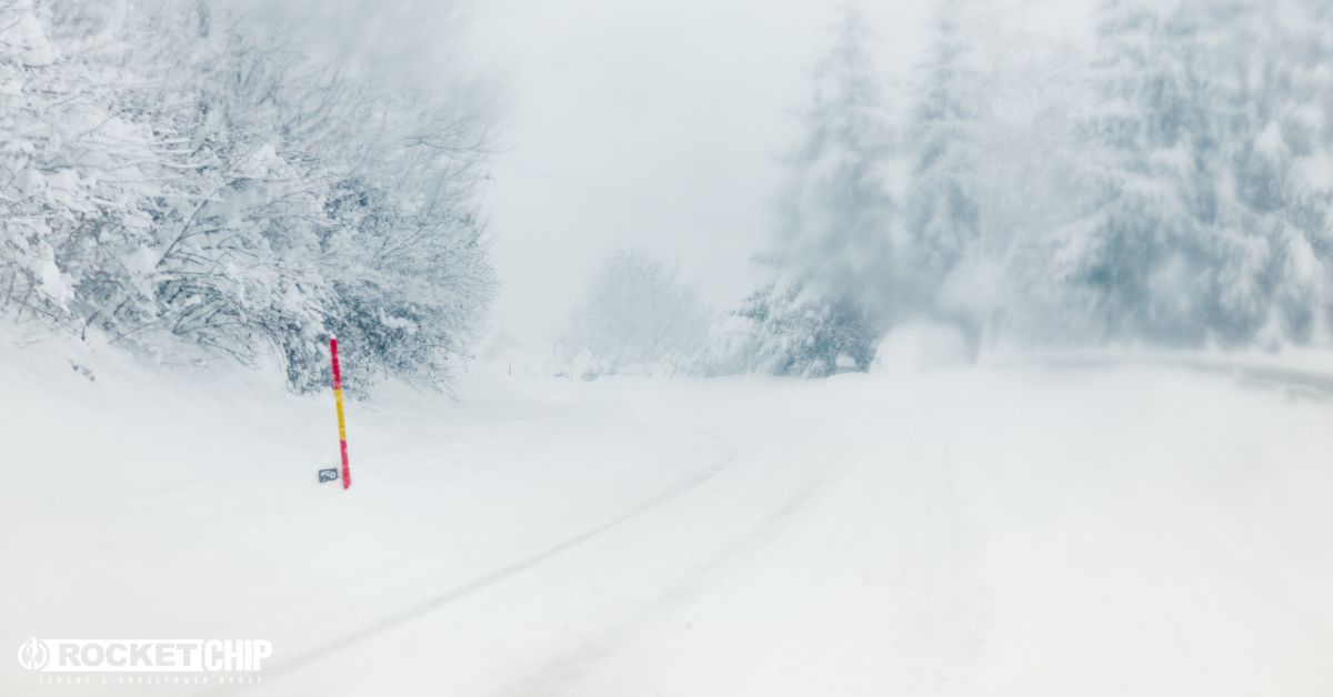 winter blizzard in a forest - rocket chip improving MPG