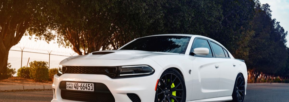 front view of a white Dodge car - Rocket Chip performance chip