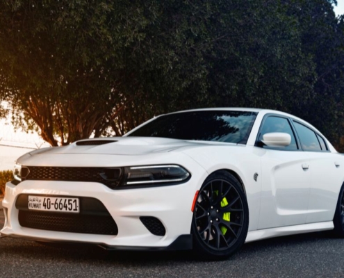 front view of a white Dodge car - Rocket Chip performance chip